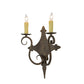 Meyda Lighting Angelique 13" 2-Light Gilded Tobacco Wall Sconce With Ivory Faux Candlelight