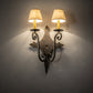 Meyda Lighting Angelique 14" 2-Light French Bronze Wall Sconce With Beige Parchment Shade