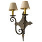 Meyda Lighting Angelique 14" 2-Light French Bronze Wall Sconce With Beige Parchment Shade