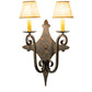 Meyda Lighting Angelique 14" 2-Light French Bronze Wall Sconce With Beige Parchment Shade