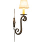 Meyda Lighting Angelique 14" 2-Light French Bronze Wall Sconce With Beige Parchment Shade