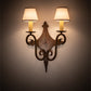 Meyda Lighting Angelique 15" 2-Light Old Red Barn Wall Sconce With White Natural Linen Shade