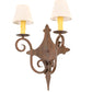 Meyda Lighting Angelique 15" 2-Light Old Red Barn Wall Sconce With White Natural Linen Shade
