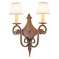 Meyda Lighting Angelique 15" 2-Light Old Red Barn Wall Sconce With White Natural Linen Shade