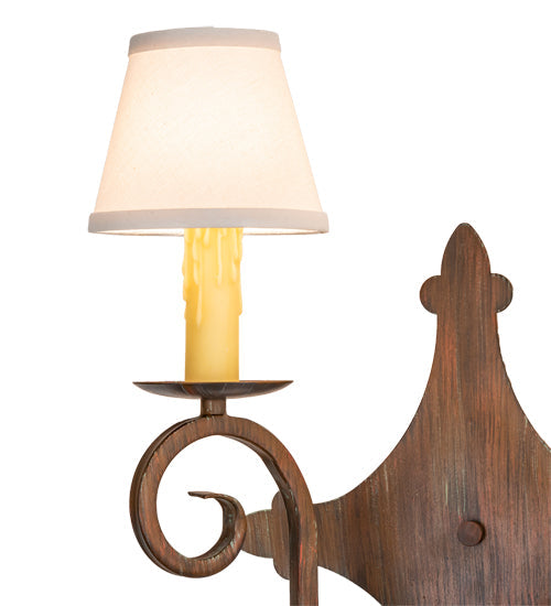 Meyda Lighting Angelique 15" 2-Light Old Red Barn Wall Sconce With White Natural Linen Shade
