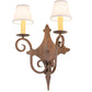 Meyda Lighting Angelique 15" 2-Light Old Red Barn Wall Sconce With White Natural Linen Shade