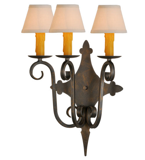 Meyda Lighting Angelique 17" 3-Light French Bronze Wall Sconce With White Natural Textrene Shade
