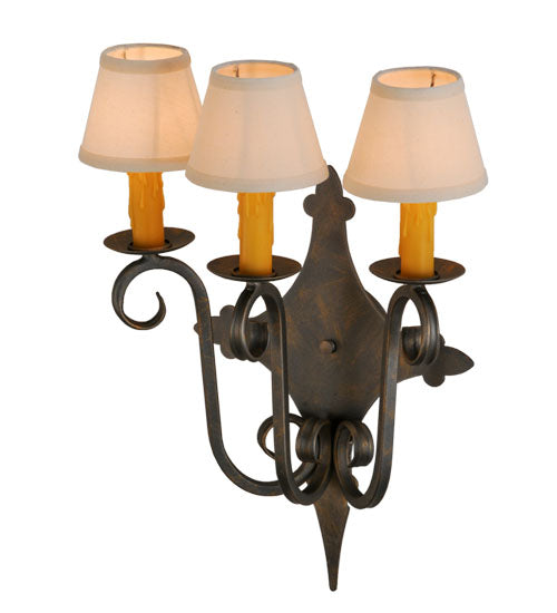 Meyda Lighting Angelique 17" 3-Light French Bronze Wall Sconce With White Natural Textrene Shade