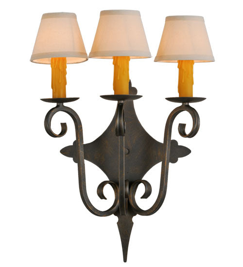 Meyda Lighting Angelique 17" 3-Light French Bronze Wall Sconce With White Natural Textrene Shade