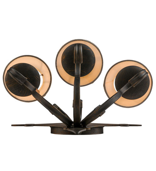 Meyda Lighting Angelique 17" 3-Light French Bronze Wall Sconce With White Natural Textrene Shade