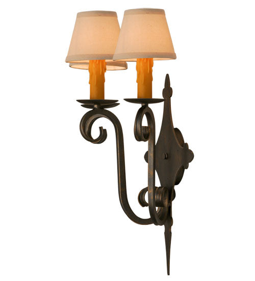 Meyda Lighting Angelique 17" 3-Light French Bronze Wall Sconce With White Natural Textrene Shade