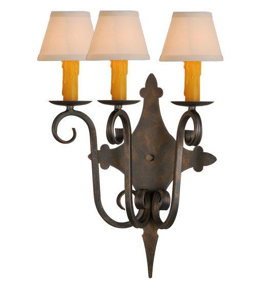Meyda Lighting Angelique 17" 3-Light French Bronze Wall Sconce With White Natural Textrene Shade