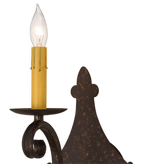 Meyda Lighting Angelique 8" Copper Rust Wall Sconce With Ivory Faux Candlelight