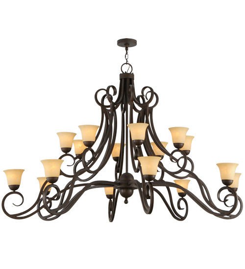 Meyda Lighting Angelo 72" 16-Light Classic Rust Chandelier With Beige Shade Glass