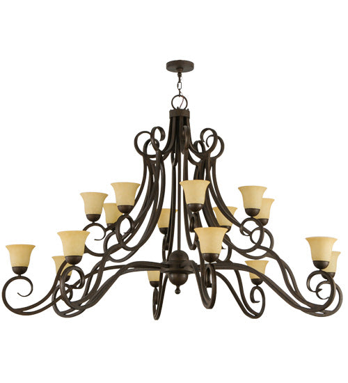 Meyda Lighting Angelo 72" 16-Light Classic Rust Chandelier With Beige Shade Glass