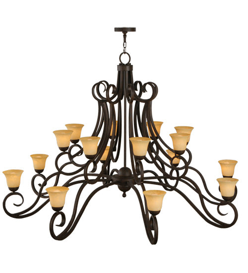 Meyda Lighting Angelo 72" 16-Light Classic Rust Chandelier With Beige Shade Glass
