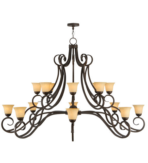 Meyda Lighting Angelo 72" 16-Light Classic Rust Chandelier With Beige Shade Glass