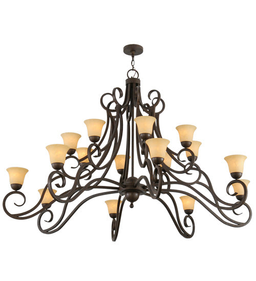 Meyda Lighting Angelo 72" 16-Light Classic Rust Chandelier With Beige Shade Glass