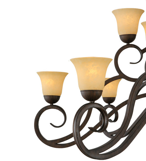Meyda Lighting Angelo 72" 16-Light Classic Rust Chandelier With Beige Shade Glass