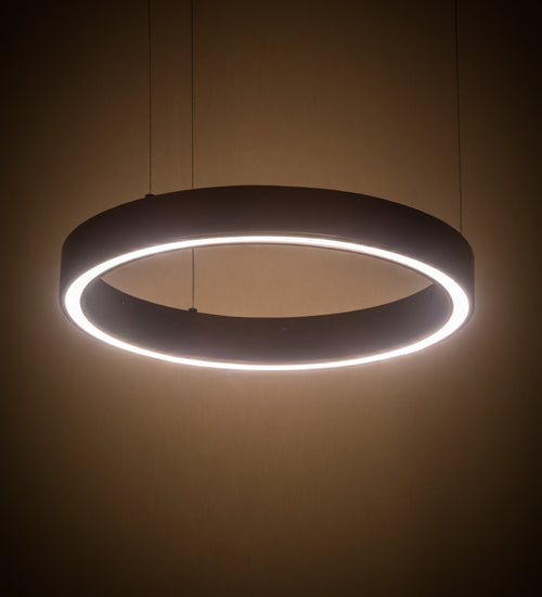 Meyda Lighting Anillo 16" LED Mahogany Bronze Halo Pendant Light With White Statuario Idalight Shade