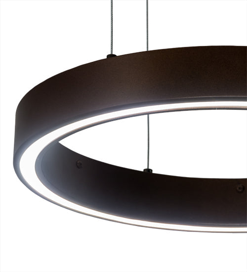 Meyda Lighting Anillo 16" LED Mahogany Bronze Halo Pendant Light With White Statuario Idalight Shade