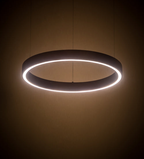 Meyda Lighting Anillo 20" LED Mahogany Bronze Halo Pendant Light With White Statuario Idalight Shade
