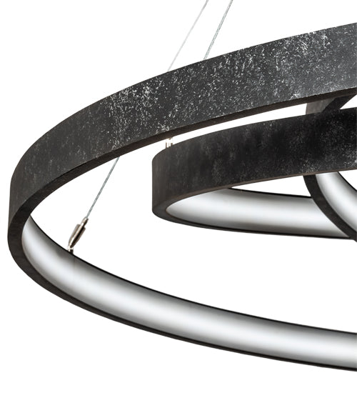 Meyda Lighting Anillo 218915 60" 4-Ring LED Gunmetal Cascading Pendant Light With White Statuario Idalight Shade