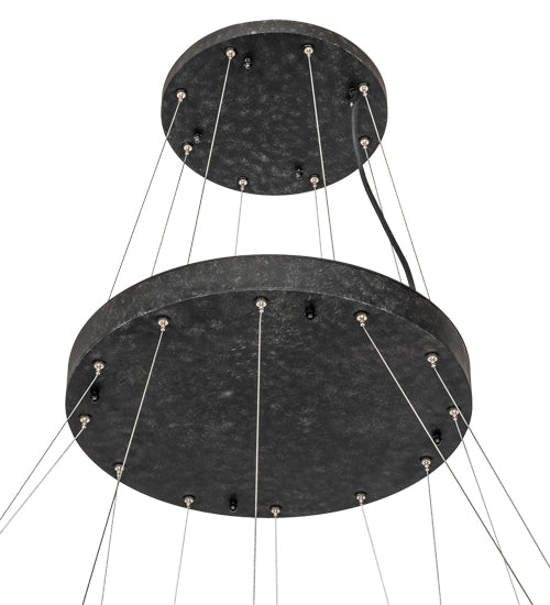 Meyda Lighting Anillo 218915 60" 4-Ring LED Gunmetal Cascading Pendant Light With White Statuario Idalight Shade