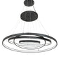 Meyda Lighting Anillo 218915 60" 4-Ring LED Gunmetal Cascading Pendant Light With White Statuario Idalight Shade