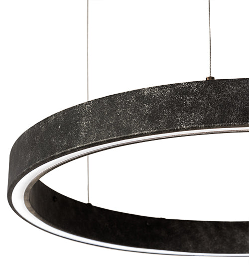 Meyda Lighting Anillo 24" LED Gunmetal Halo Pendant Light With White Statuario Idalight Shade