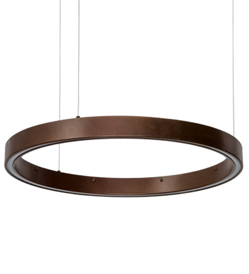 Meyda Lighting Anillo 24" LED Mahogany Bronze Halo Pendant Light With White Statuario Idalight Shade Glass