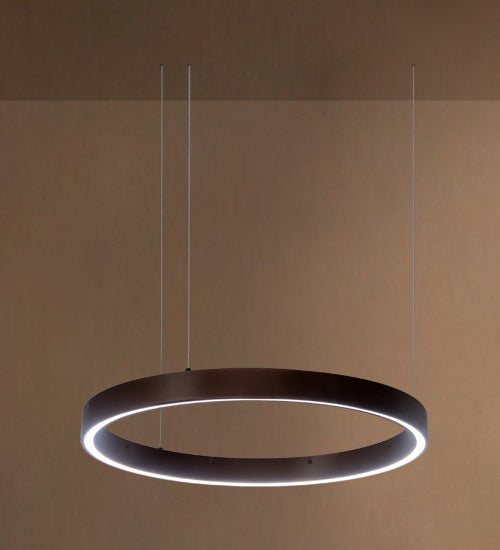 Meyda Lighting Anillo 24" LED Mahogany Bronze Halo Pendant Light With White Statuario Idalight Shade Glass