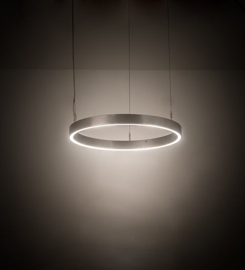 Meyda Lighting Anillo 24" LED Nickel Pendant Light With White Statuario Idalight Shade Glass