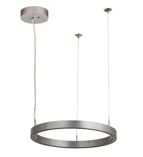 Meyda Lighting Anillo 24" LED Nickel Pendant Light With White Statuario Idalight Shade Glass