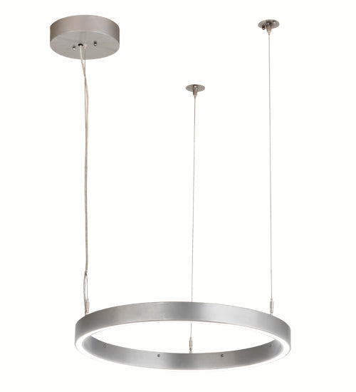 Meyda Lighting Anillo 24" LED Nickel Pendant Light With White Statuario Idalight Shade Glass