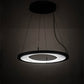 Meyda Lighting Anillo 25" LED Solar Black Ellipse Island Pendant Light With White Contrail Mist Idalight Shade