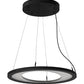 Meyda Lighting Anillo 25" LED Solar Black Ellipse Island Pendant Light With White Contrail Mist Idalight Shade