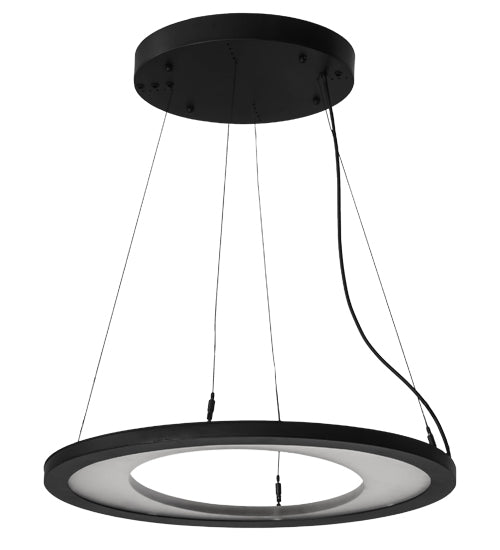 Meyda Lighting Anillo 25" LED Solar Black Ellipse Island Pendant Light With White Contrail Mist Idalight Shade