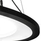Meyda Lighting Anillo 25" LED Solar Black Ellipse Island Pendant Light With White Contrail Mist Idalight Shade