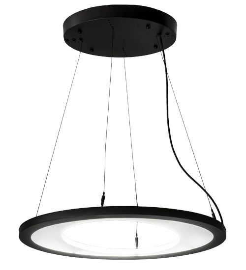 Meyda Lighting Anillo 25" LED Solar Black Ellipse Island Pendant Light With White Contrail Mist Idalight Shade