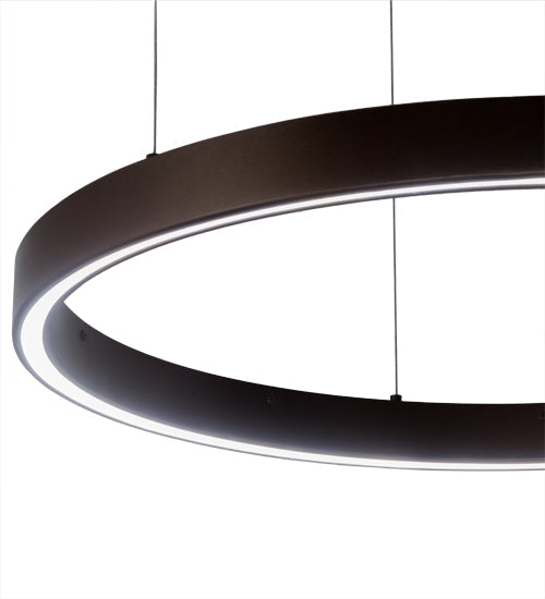 Meyda Lighting Anillo 28" LED Mahogany Bronze Halo Pendant Light With White Statuario Idalight Shade Glass