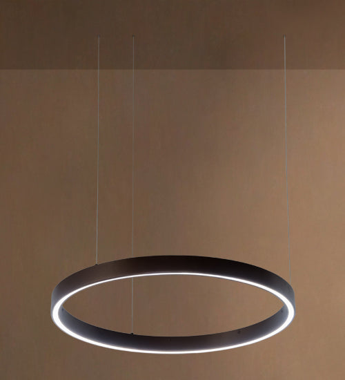 Meyda Lighting Anillo 28" LED Mahogany Bronze Halo Pendant Light With White Statuario Idalight Shade Glass