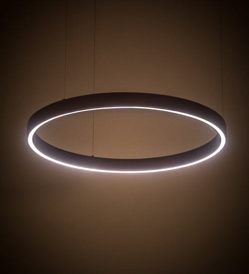 Meyda Lighting Anillo 28" LED Mahogany Bronze Halo Pendant Light With White Statuario Idalight Shade Glass