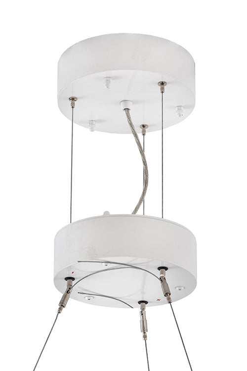 Meyda Lighting Anillo 36" LED Glossy White Gemini Pendant Light With White Frosted Contrail Mist Idalight Shade