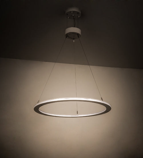 Meyda Lighting Anillo 36" LED Glossy White Gemini Pendant Light With White Frosted Contrail Mist Idalight Shade
