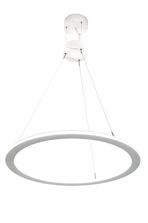 Meyda Lighting Anillo 36" LED Glossy White Gemini Pendant Light With White Frosted Contrail Mist Idalight Shade