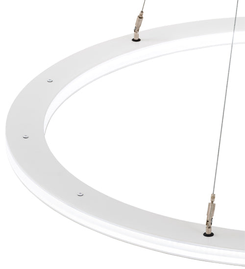 Meyda Lighting Anillo 36" LED Glossy White Gemini Pendant Light With White Frosted Contrail Mist Idalight Shade