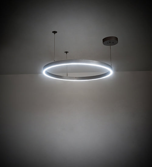 Meyda Lighting Anillo 36" Nickel Halo Pendant Light With White Statuario Idalight Shade Glass