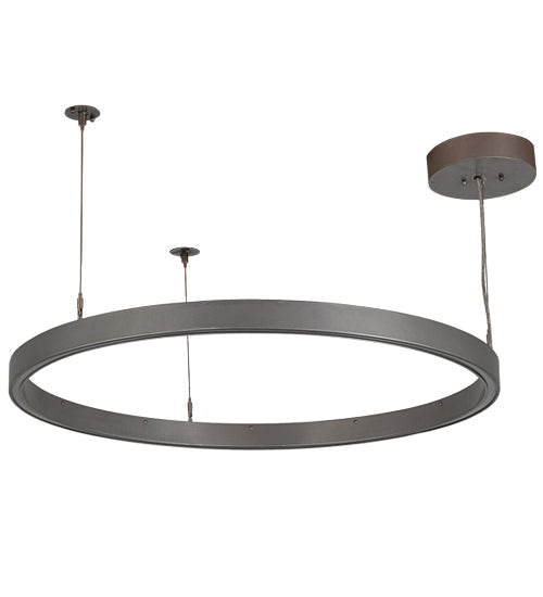 Meyda Lighting Anillo 36" Nickel Halo Pendant Light With White Statuario Idalight Shade Glass