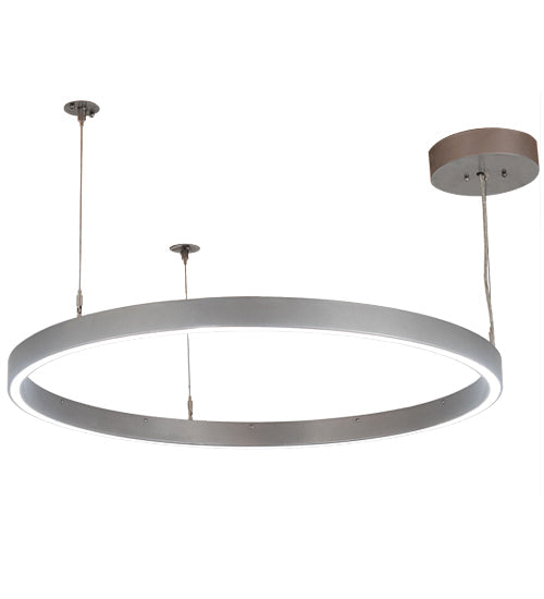 Meyda Lighting Anillo 36" Nickel Halo Pendant Light With White Statuario Idalight Shade Glass